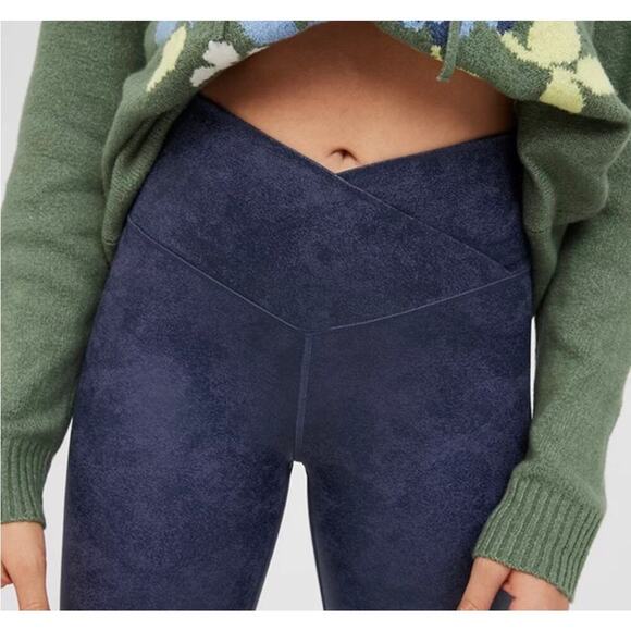 Aerie Offline The Hugger Crossover Leggings High Waisted Crackle Blue Size Small - Picture 2 of 9